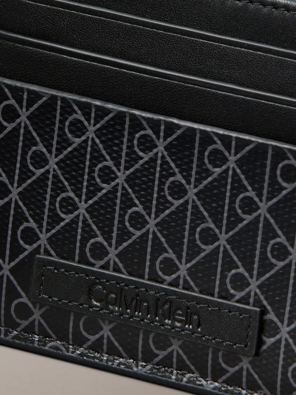 Zwart - Calvin Klein Allover Monogram Logo Card Holder