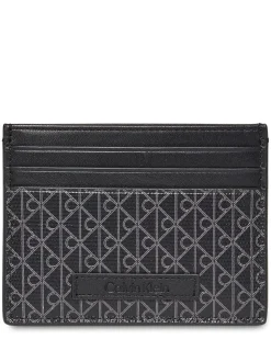 Zwart - Calvin Klein Allover Monogram Logo Card Holder