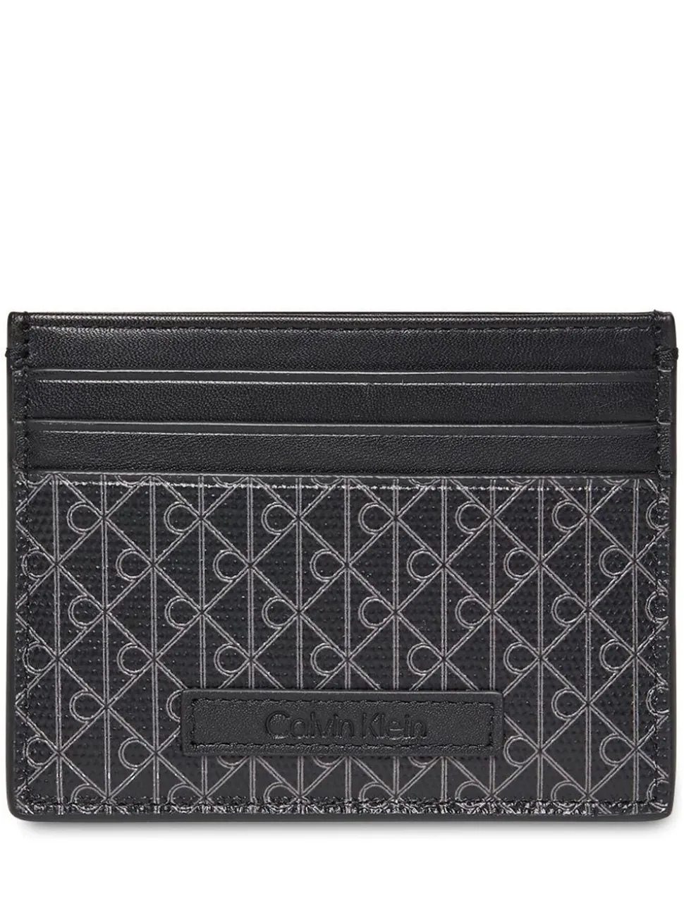 Zwart - Calvin Klein Allover Monogram Logo Card Holder