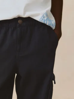 Zwart - Cargo broek van geweven twill-katoen (3-16jr)