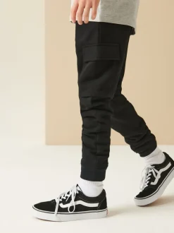 Zwart - Cargo joggingbroek met hoog katoengehalte (3-16jr)