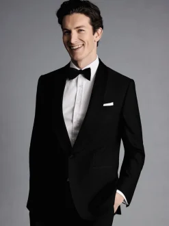 Zwart - Charles Tyrwhitt - Slim-fit dinercolbert met sjaalrevers