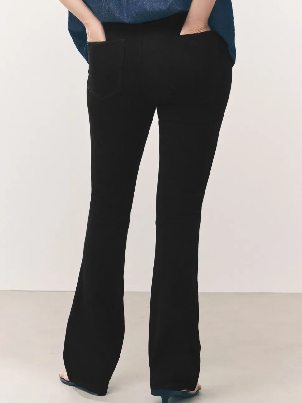 Zwart - Check Jersey Bootcut Leggings