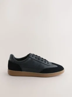 Zwart - Chic-casual vetersneakers met suède afwerking