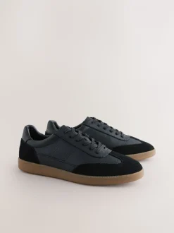 Zwart - Chic-casual vetersneakers met suède afwerking