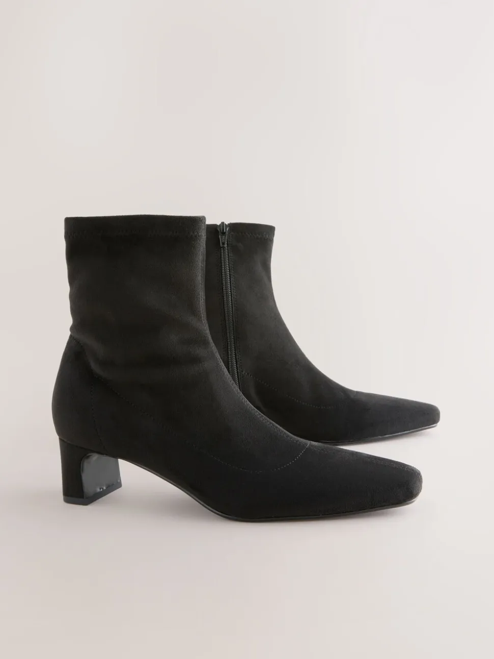 Zwart - Chisel Toe Block Heel Sock Boots