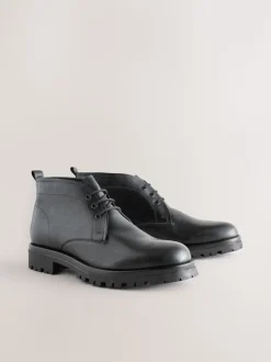 Zwart - Chunky Leather Chukka Boots