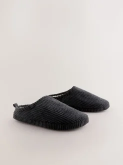 Zwart - Corduroy pantoffelmuiltjes