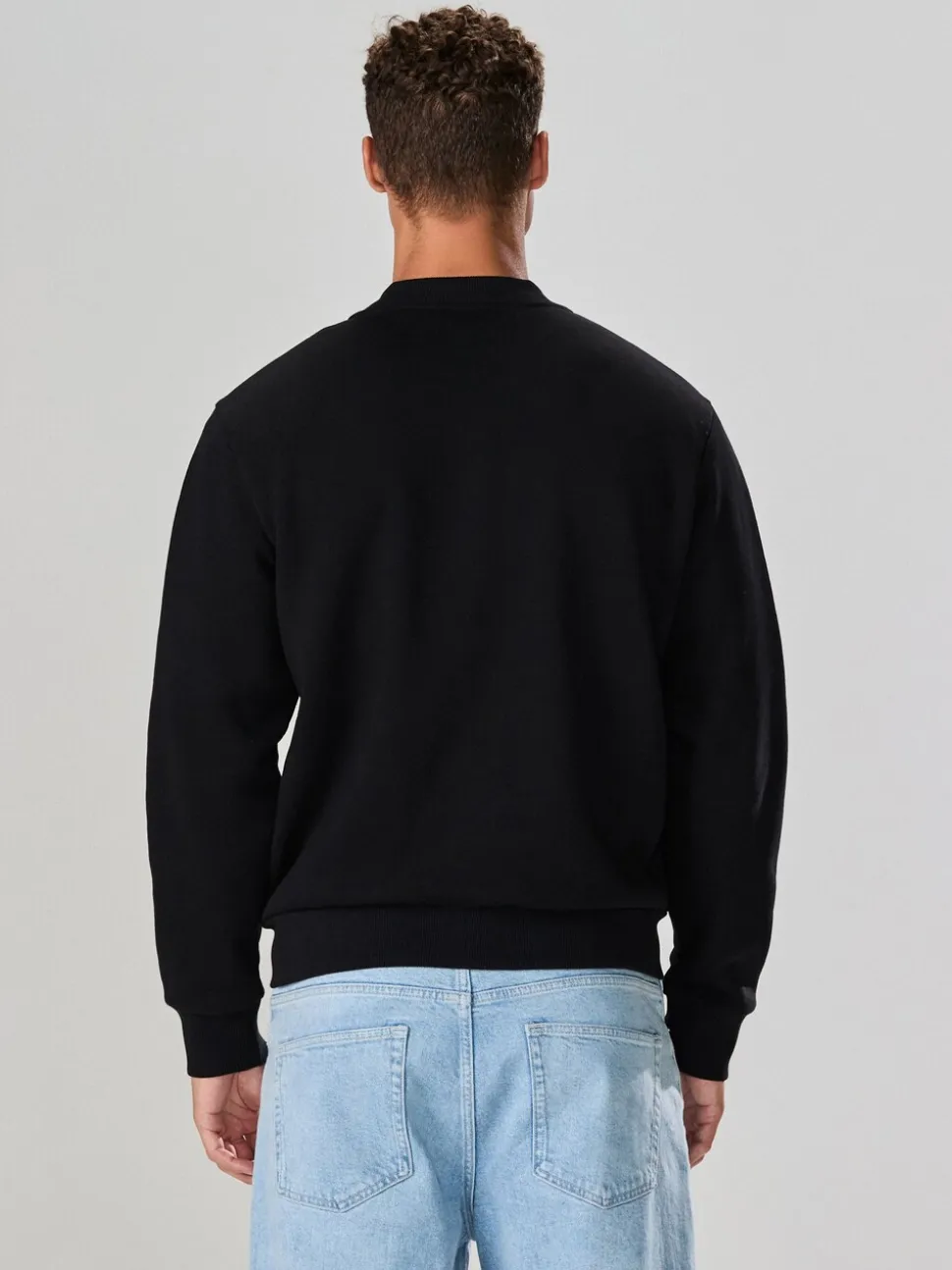 Zwart - Cotton Rich Full Zip Jersey Bomber Jacket