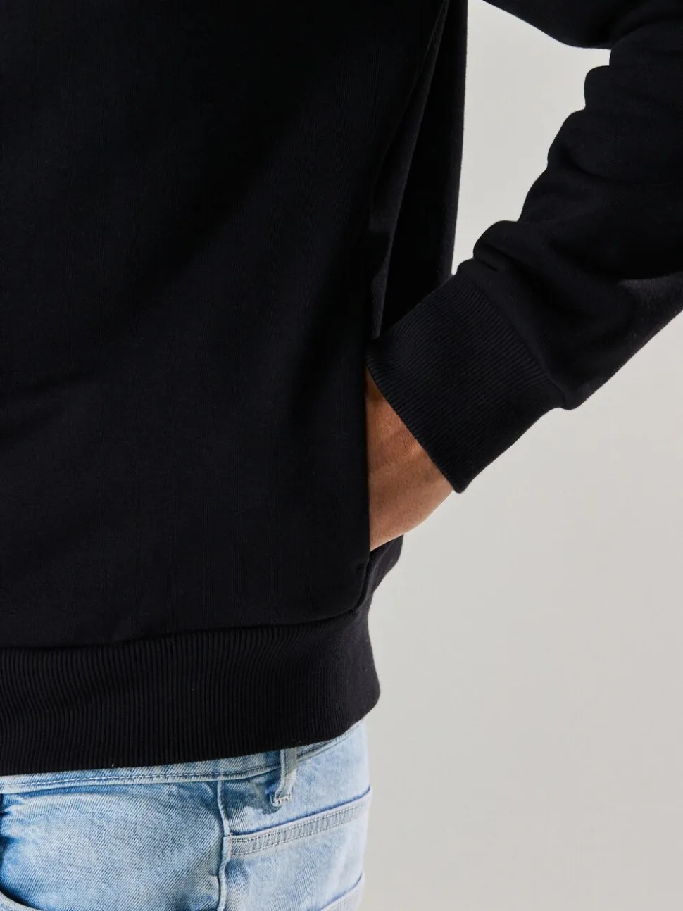 Zwart - Cotton Rich Full Zip Jersey Bomber Jacket