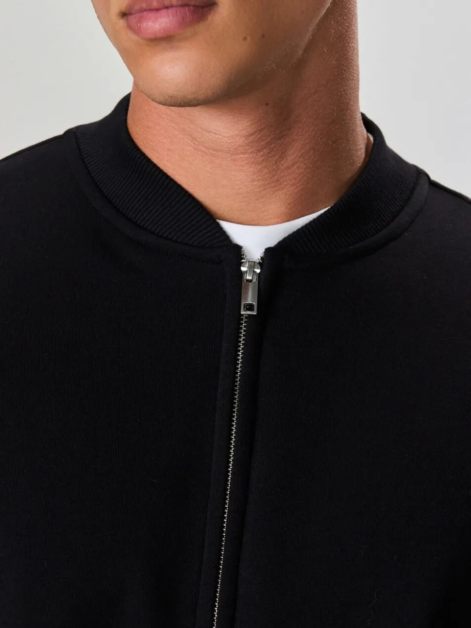 Zwart - Cotton Rich Full Zip Jersey Bomber Jacket