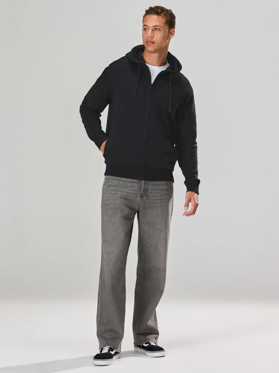 Zwart - Cotton Rich Heavyweight Jersey Full Zip Hoodie