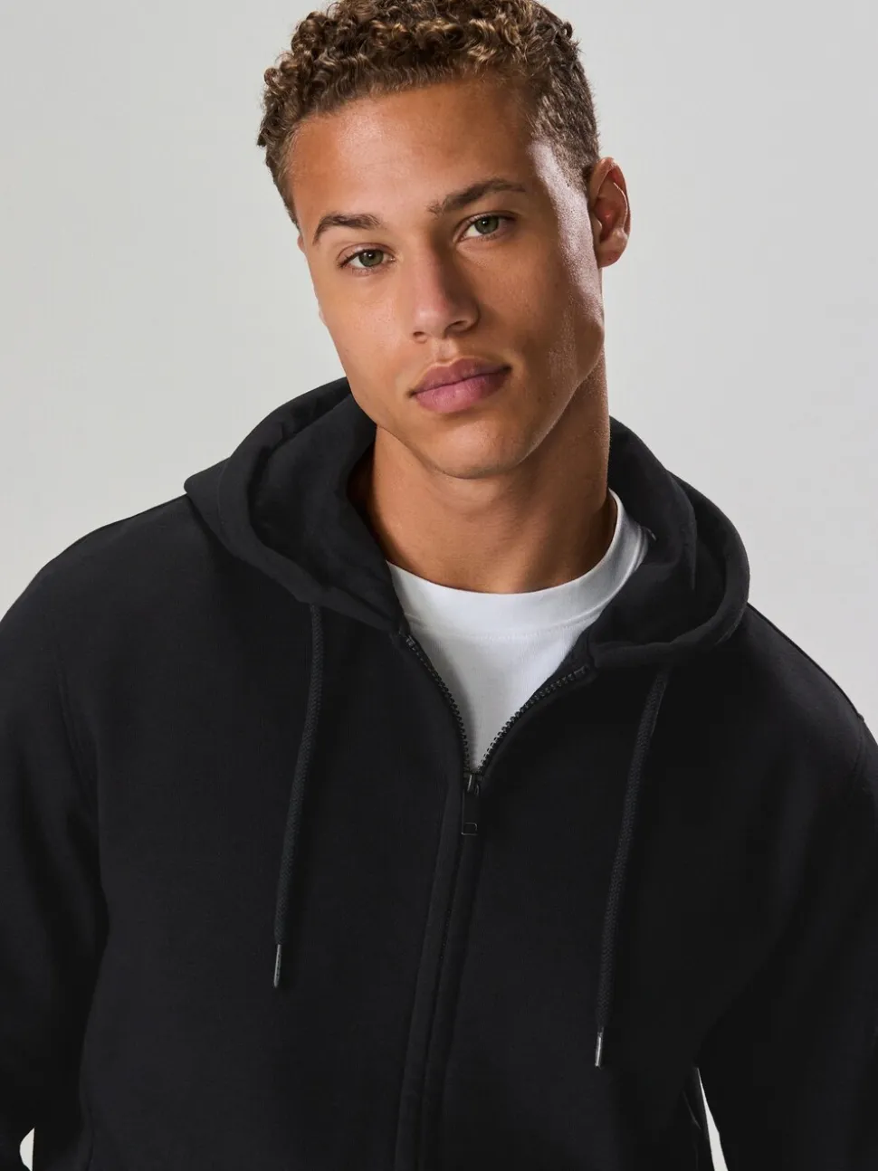 Zwart - Cotton Rich Heavyweight Jersey Full Zip Hoodie
