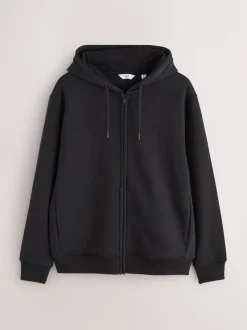 Zwart - Cotton Rich Heavyweight Jersey Full Zip Hoodie