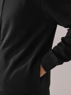 Zwart - Cotton Rich Jersey Full Zip Funnel Neck Sweatshirt