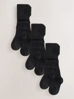 Zwart - Cotton Rich School Tights 3 Pack