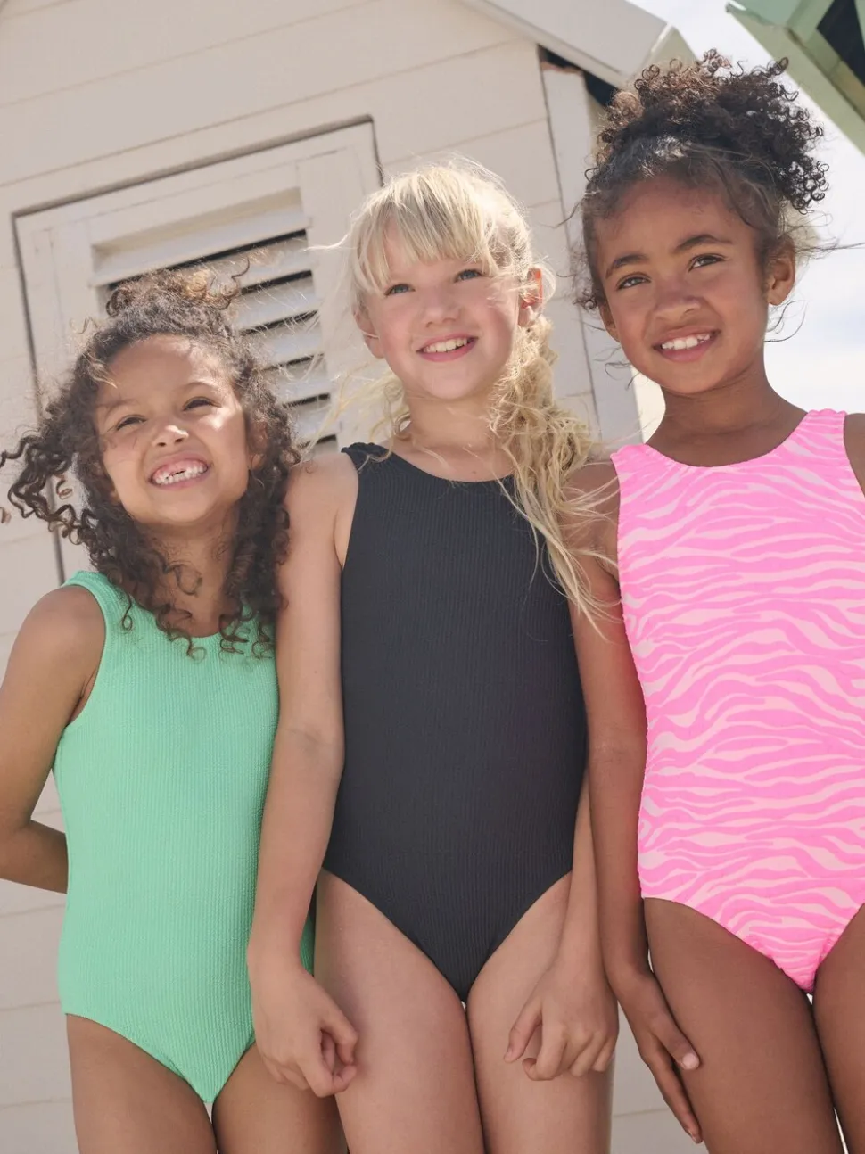 Zwart - Crinkle Swimsuit (3-16yrs)