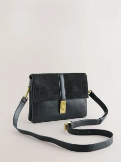 Zwart - Crossbodytas met imitatie krokodillenleer