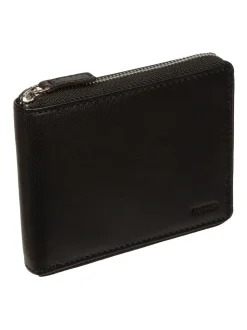 Zwart - Cultured London 'James' Leather Wallet