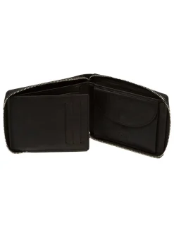 Zwart - Cultured London 'James' Leather Wallet