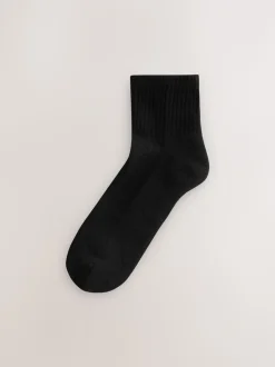 Zwart - Cushion Sole Ribbed Sport Cropped Ankle Socks 3 Pack With Arch Support