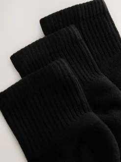 Zwart - Cushion Sole Ribbed Sport Cropped Ankle Socks 3 Pack With Arch Support