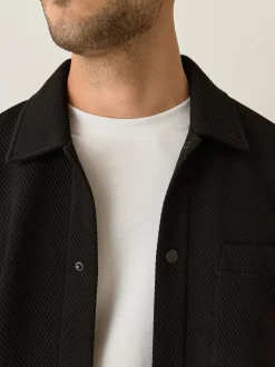 Zwart - Diagonaal structuur Jersey Overshirt