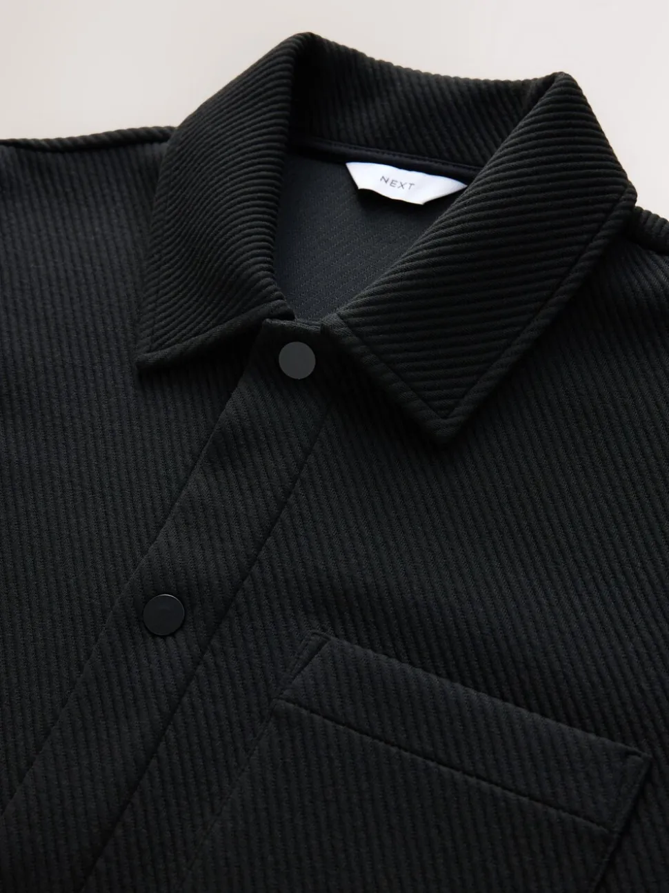 Zwart - Diagonaal structuur Jersey Overshirt