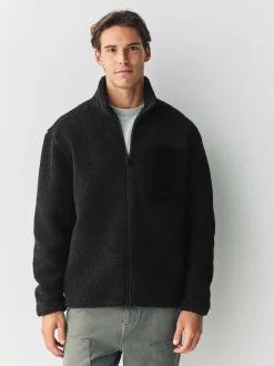 Zwart - Doorritsbare funnel Borg Fleece