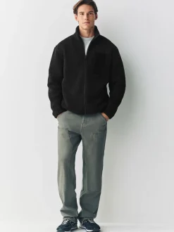 Zwart - Doorritsbare funnel Borg Fleece