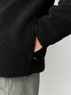 Zwart - Doorritsbare funnel Borg Fleece