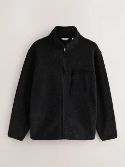 Zwart - Doorritsbare funnel Borg Fleece