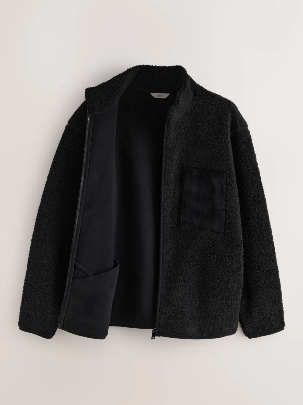 Zwart - Doorritsbare funnel Borg Fleece