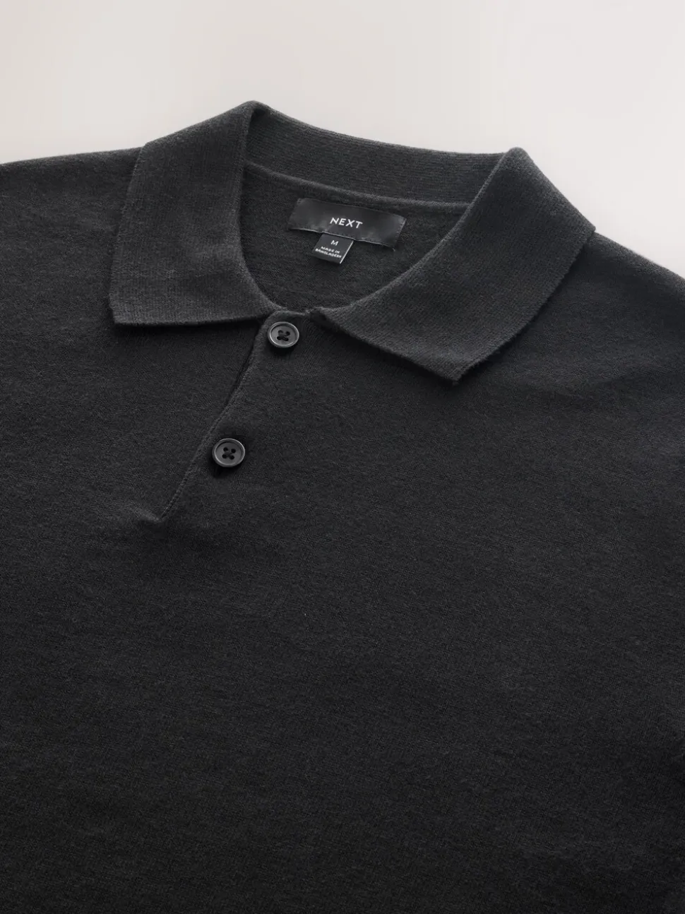 Zwart - Effen - Regular Fit Essential Long Sleeve Knitted Polo Shirt