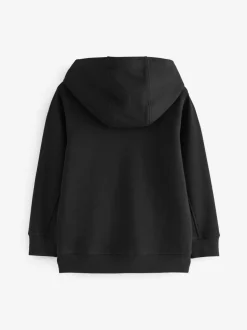 Zwart - Effen hoodie met doorlopende rits (3-16 jr)