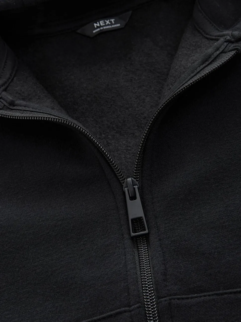 Zwart - Effen hoodie met doorlopende rits (3-16 jr)