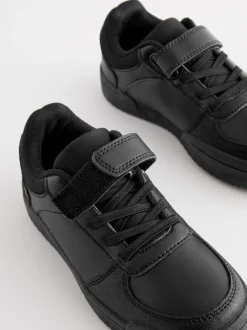 Zwart - Elastische vetersneakers voor school met 1 bandje