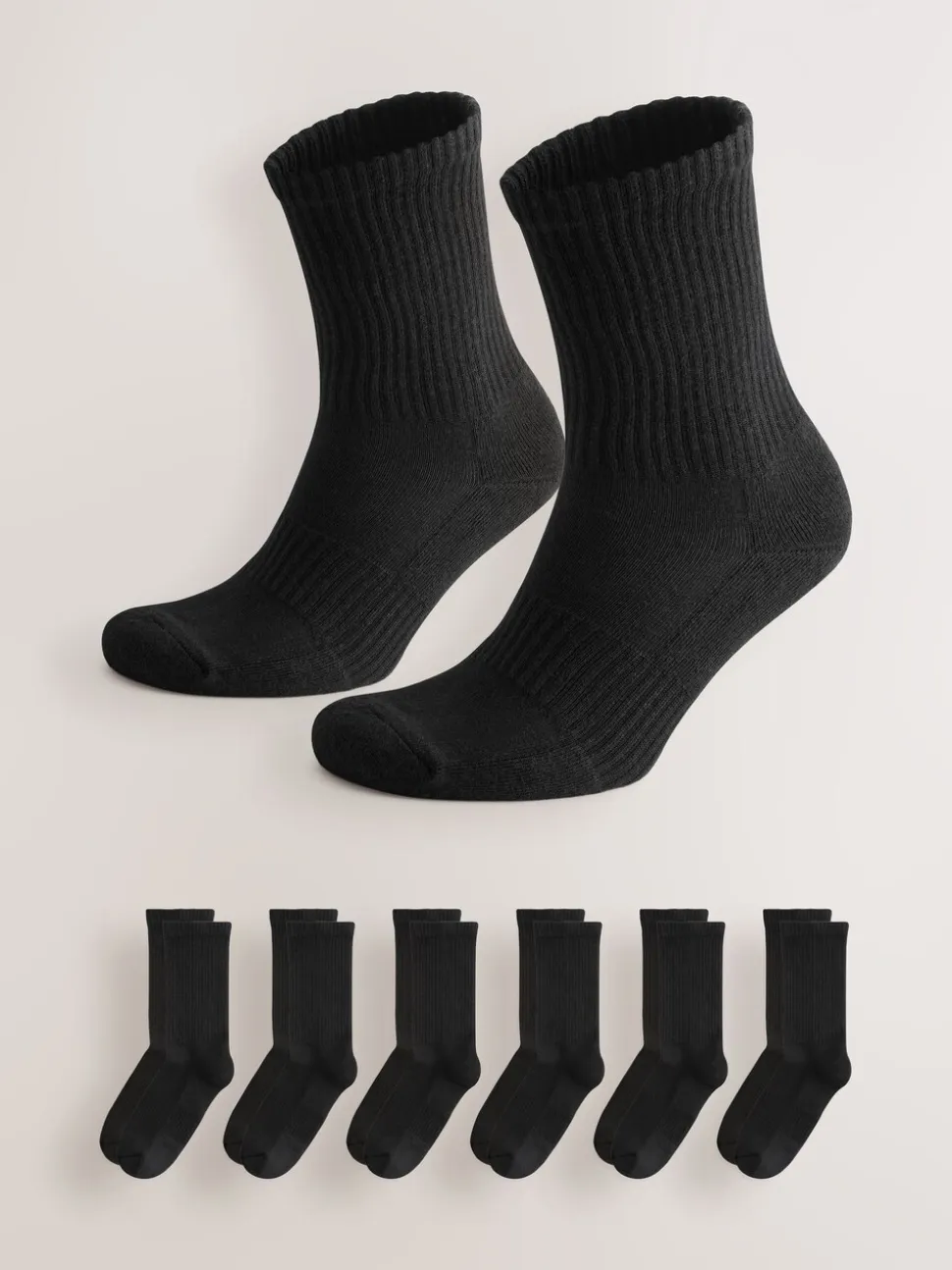 Zwart - Essential set van 6 paar sportsokken