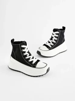 Zwart - Extra Chunky Lace-Up With Zip Trainers