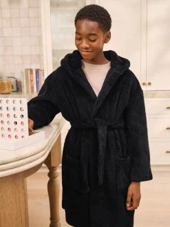 Zwart - Fleece badjas (1,5-16jr)