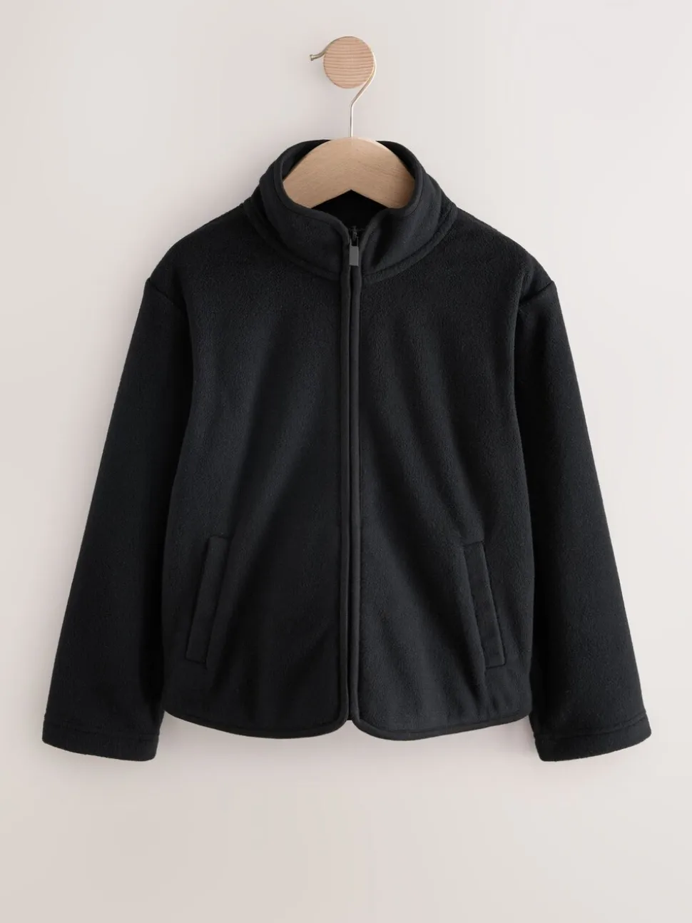 Zwart - Fleece jack met rits en zakken (3-16 jr)