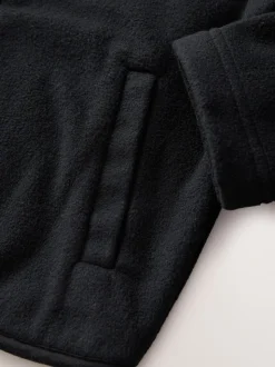 Zwart - Fleece jack met rits en zakken (3-16 jr)