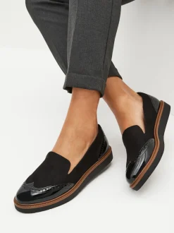 Zwart - Forever Comfort® - Loafers met brogue-details en dikke zool