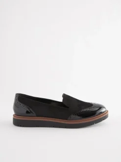 Zwart - Forever Comfort® - Loafers met brogue-details en dikke zool