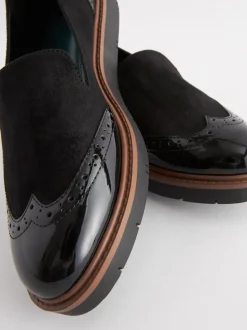 Zwart - Forever Comfort® - Loafers met brogue-details en dikke zool