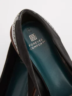 Zwart - Forever Comfort® - Loafers met brogue-details en dikke zool
