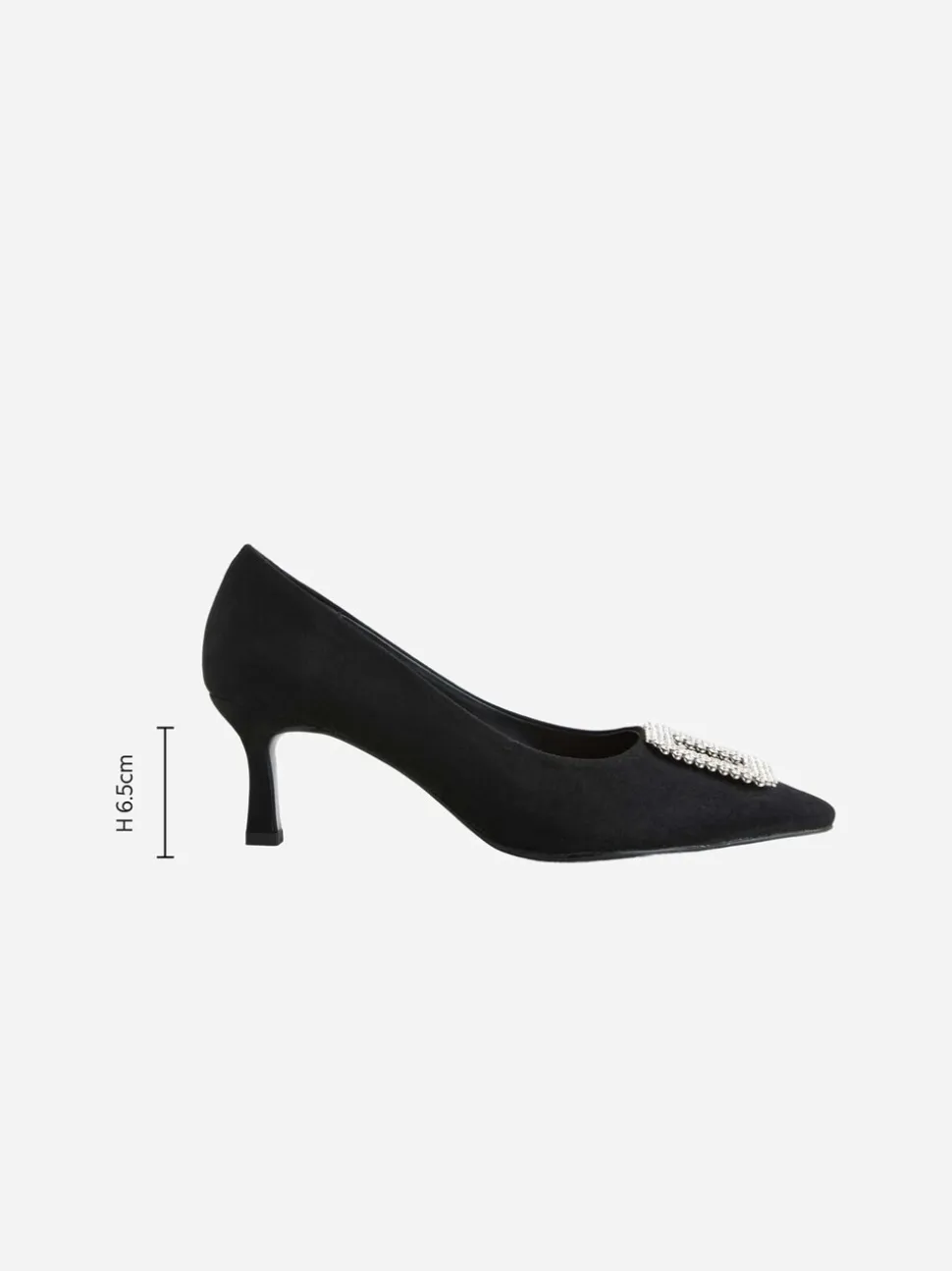 Zwart - Forever Comfort - Spitse hakken met siersteentjes