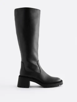 Zwart - Forever Comfort® Chunky Heeled Round Toe Knee High Boots