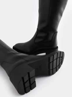 Zwart - Forever Comfort® Chunky Heeled Round Toe Knee High Boots