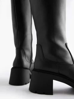 Zwart - Forever Comfort® Chunky Heeled Round Toe Knee High Boots